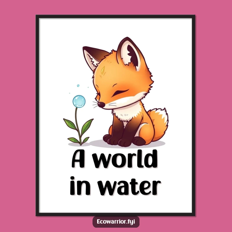 Funny Fox Cub Digital Art: Curious Animal Print, Instant Download Nature Decor Gift