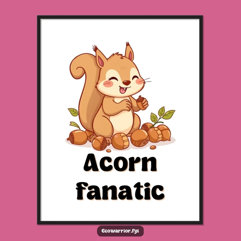 Funny Squirrel Acorn Gathering Digital Art - Instant Busy Download