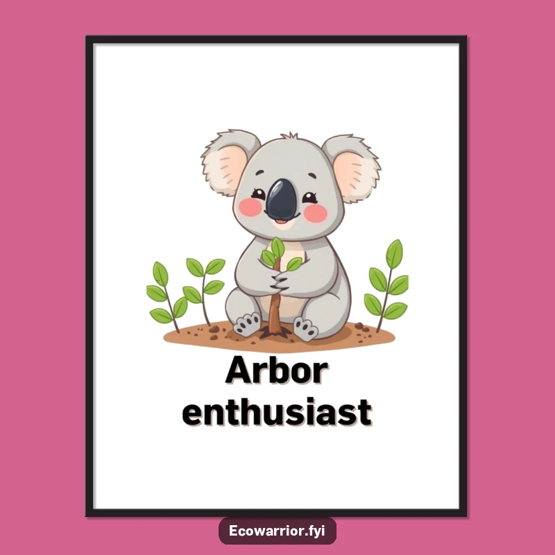 Funny Koala Planting Digital Art: Cheerful Gardener Character Downloadable Gift