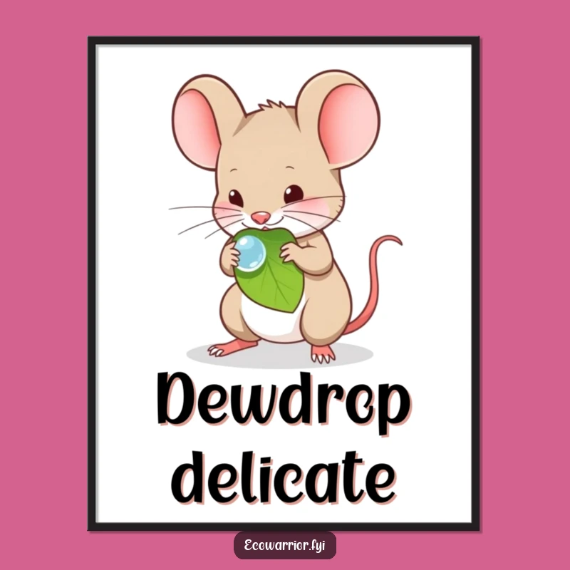 Funny Mouse Dewdrop Digital Art - Instant Gentle Download