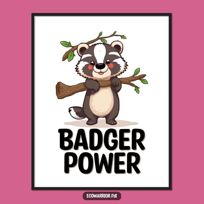 Funny Badger Digital Art: Strength Humor, Helping Hand Printable Gift