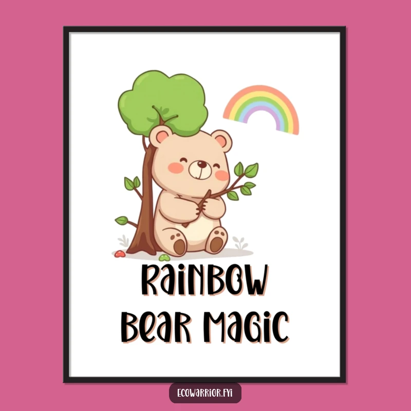 Funny Bear Rainbow Digital Art: Happy Nature for Instant Humorous Decor