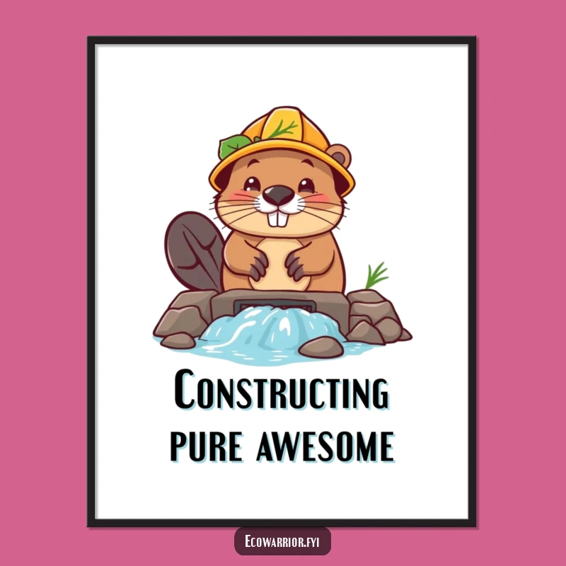 Funny Beaver Builder Digital Art: Instant Determined Decor, Printable
