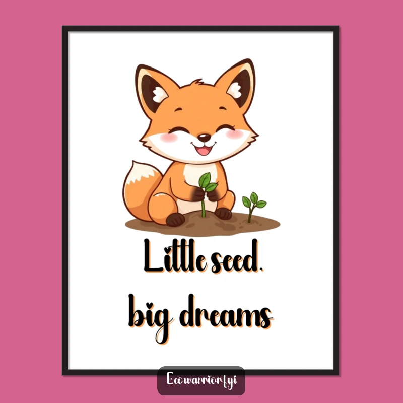 Funny Fox Gardener Digital Art: Instant Determined Decor, Printable