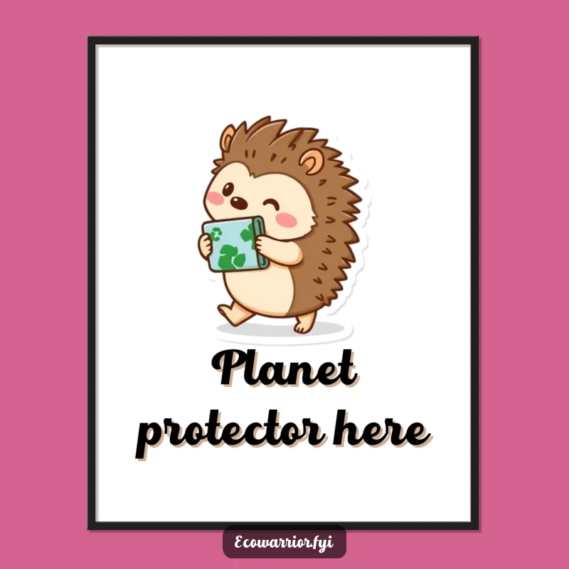 Funny Hedgehog Digital Art Print: Eco-Conscious Decor for a Hilarious Gift
