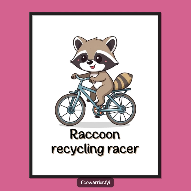Funny Raccoon Bike Digital Art Print: Recycled Rider Art, Instant Decor