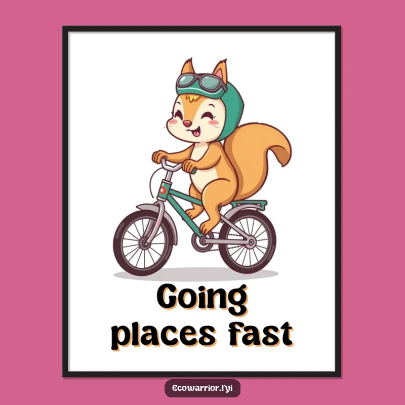 Funny Squirrel Eco Digital Print: Printable Squirrel Art, Instant Funny Gift Download