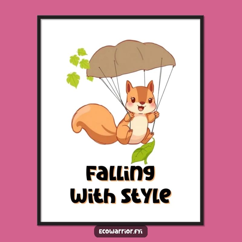 Funny Squirrel Parachute Digital Art - Hilarious Acrobatic Decor