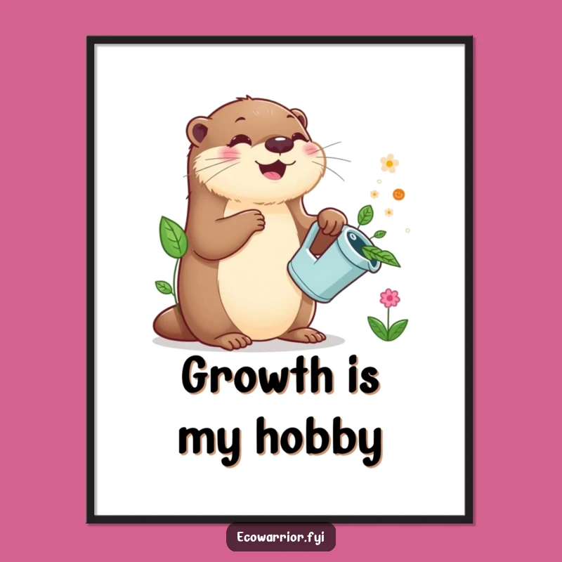Funny Otter Gardener Digital Art: Instant Joyful Home Decor, Printable