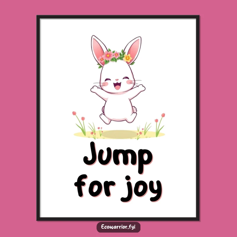 Funny Rabbit Digital Art: Flower Crown Print, Instant Joyful Decor Gift