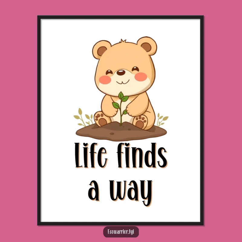 Funny Bear Gardener Digital Art: Planting Printable Funny Gift