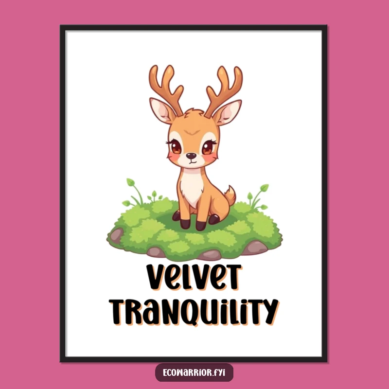 Deer Guarding Moss Art Print: Majestic Wall Decor for Nature Lovers