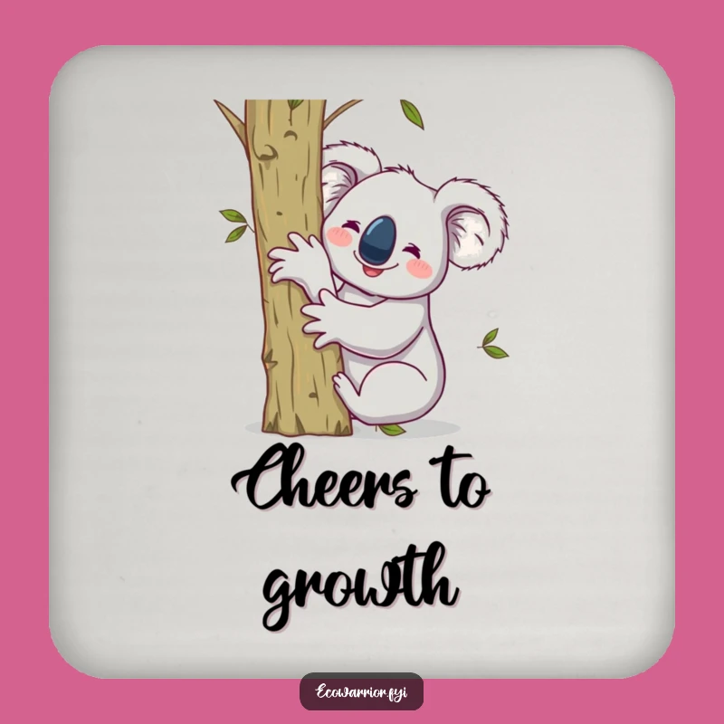Funny Koala Hugging Sapling Coaster - Protect Surfaces with Eco-Humor