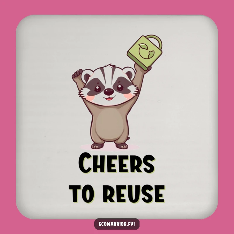Funny Badger Drink Coaster: Determined Protector, Eco-Friendly Table Gift