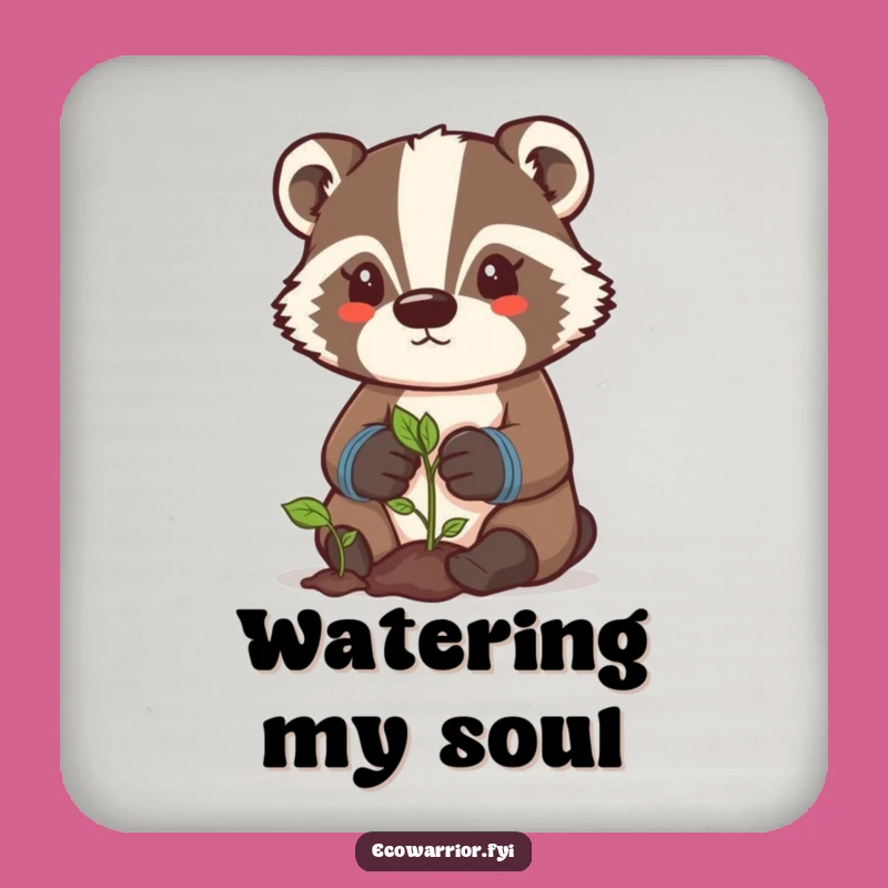 Funny Badger Gardener Coasters - Sprout Tender Protection, Set Of Humorous Gifts