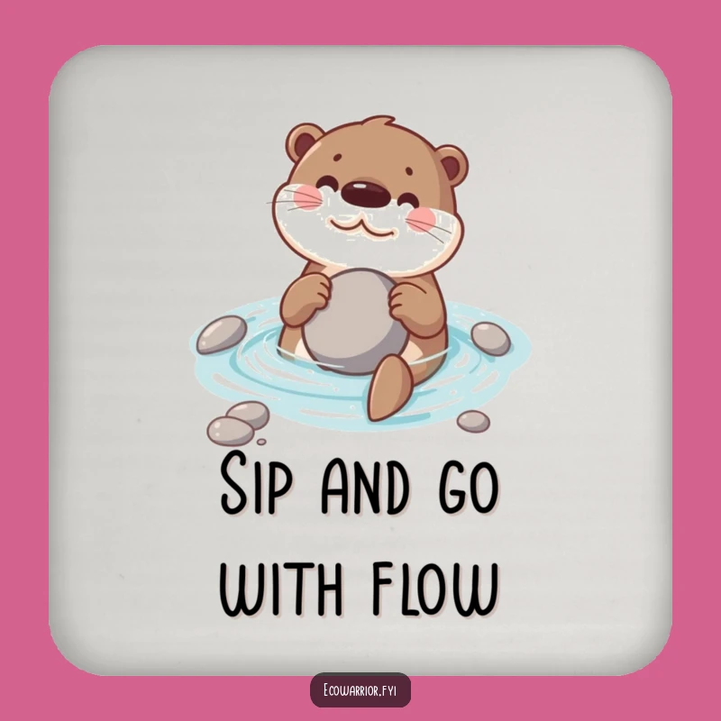 Funny Otter Drink Coaster: Playful Swimming Otter Stone Holder, Humorous Gift Set