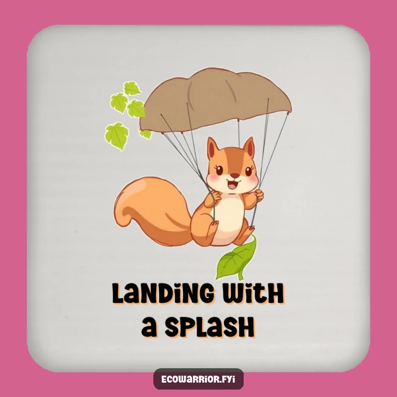 Funny Squirrel Parachute Coaster - Protect Surfaces with Bravery