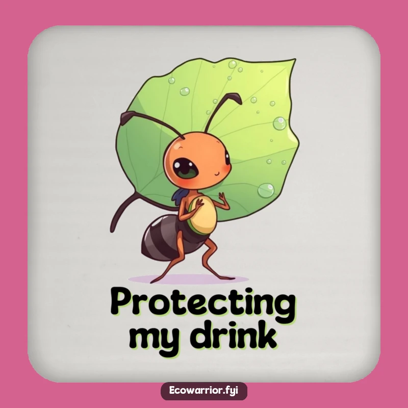 Funny Ant Drink Coaster: Diligent Leaf Shield Ant Holder, Humorous Insect Gift