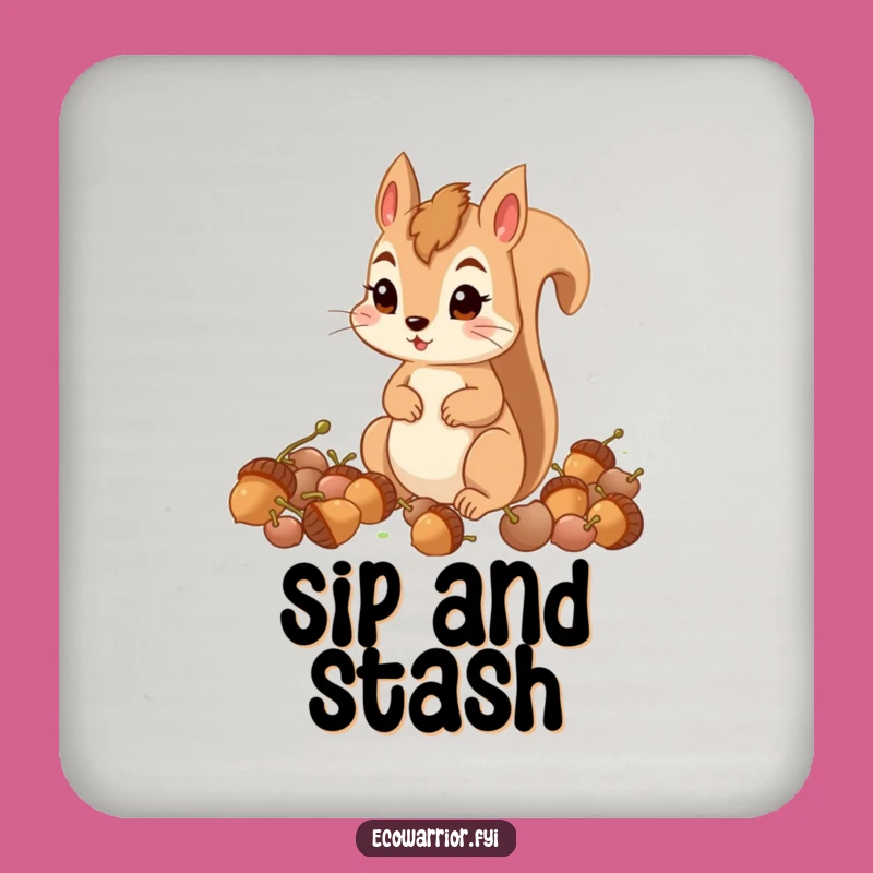 Funny Squirrel Acorn Collector Drink Coaster: Determined Table Protector Gift