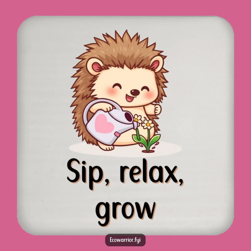 Funny Hedgehog Planter Drink Coaster: Protect Surfaces, Cute Critter Gift