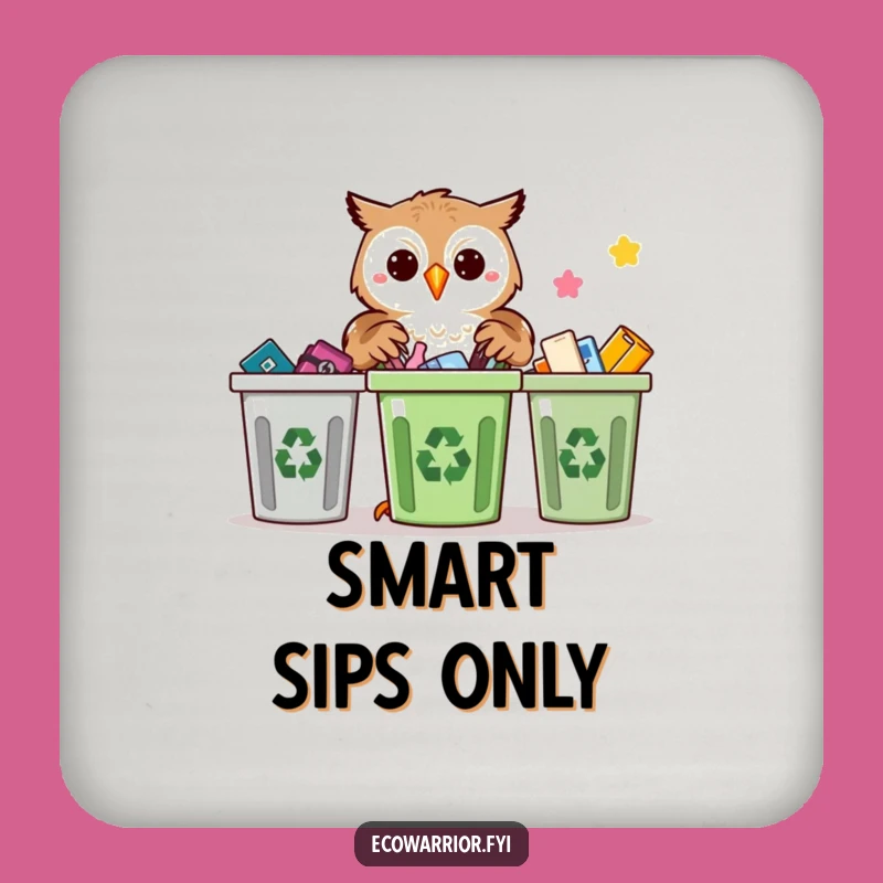 Funny Proud Owl Recycling Drink Coaster: Protect Surfaces Wisely, Cute Funny Gift