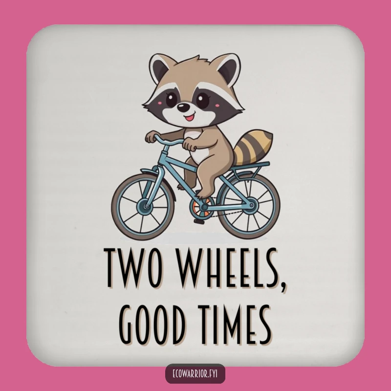 Funny Raccoon Bike Drink Coaster: Protect Surfaces, Recycled Critter Gift