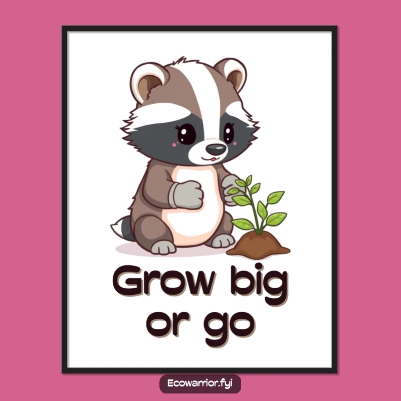 Funny Badger Gardener Poster: Inspirational Art for Green Spaces