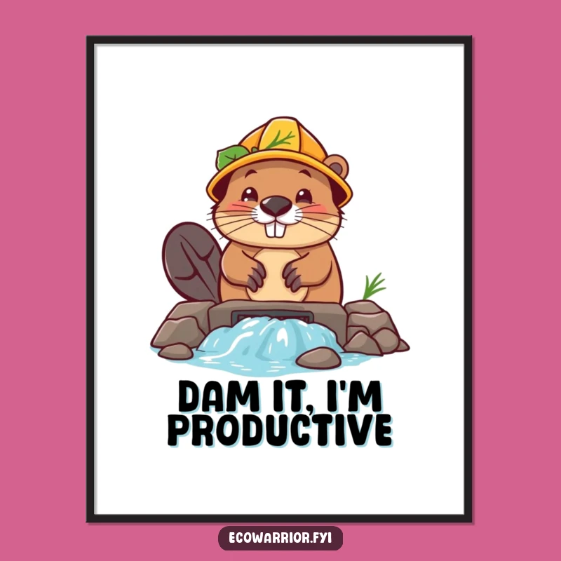 Funny Beaver Builder Wall Art: Determined Dam Project, Whimsical Decor