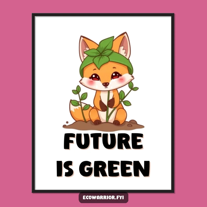 Funny Fox Planting Sapling Poster - Hilarious Nature Art