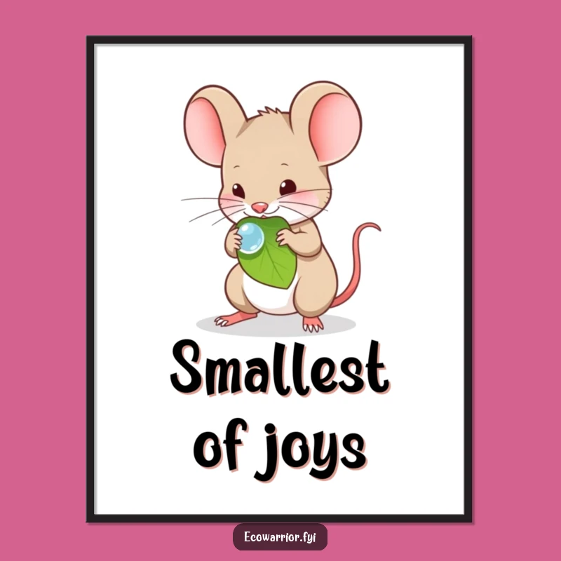 Funny Mouse Dewdrop Art Poster - Gentle Nature Wall Decor