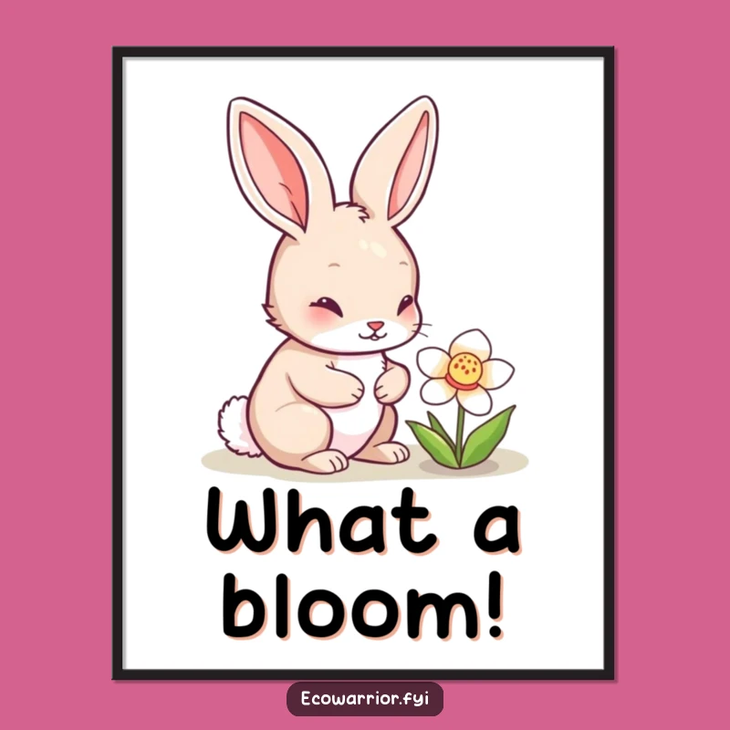 Funny Rabbit Flower Poster: Charming Wall Art for a Whimsical Gift