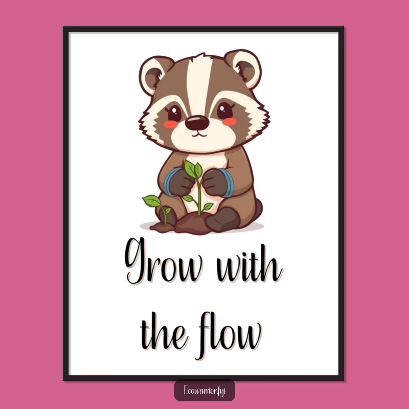 Funny Badger Gardener Poster - Determined Sprout Tender Wall Art, Hilarious Gift Idea