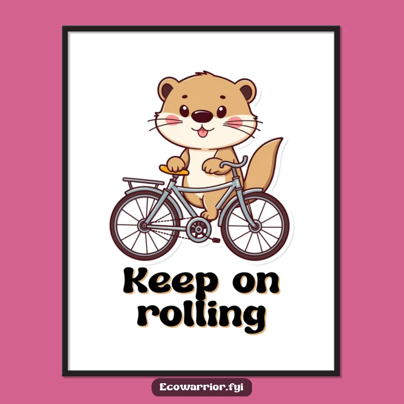 Funny Otter Poster: Recycled Bicycle Art, Hilarious Eco-Decor Gift for Walls