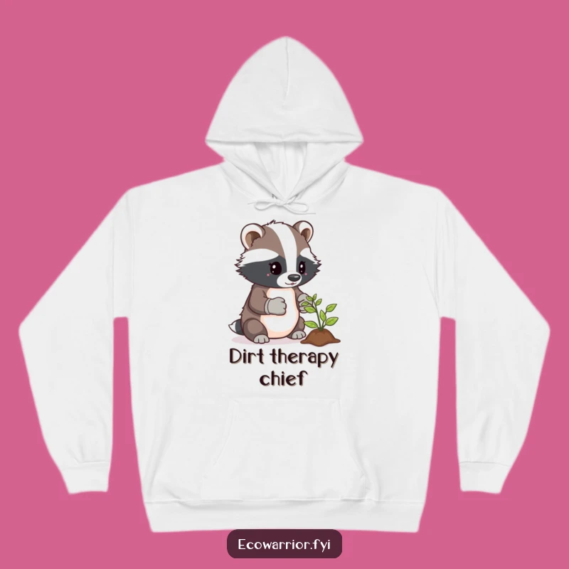 Cozy Funny Badger Hoodie: Garden with Determination and Warmth
