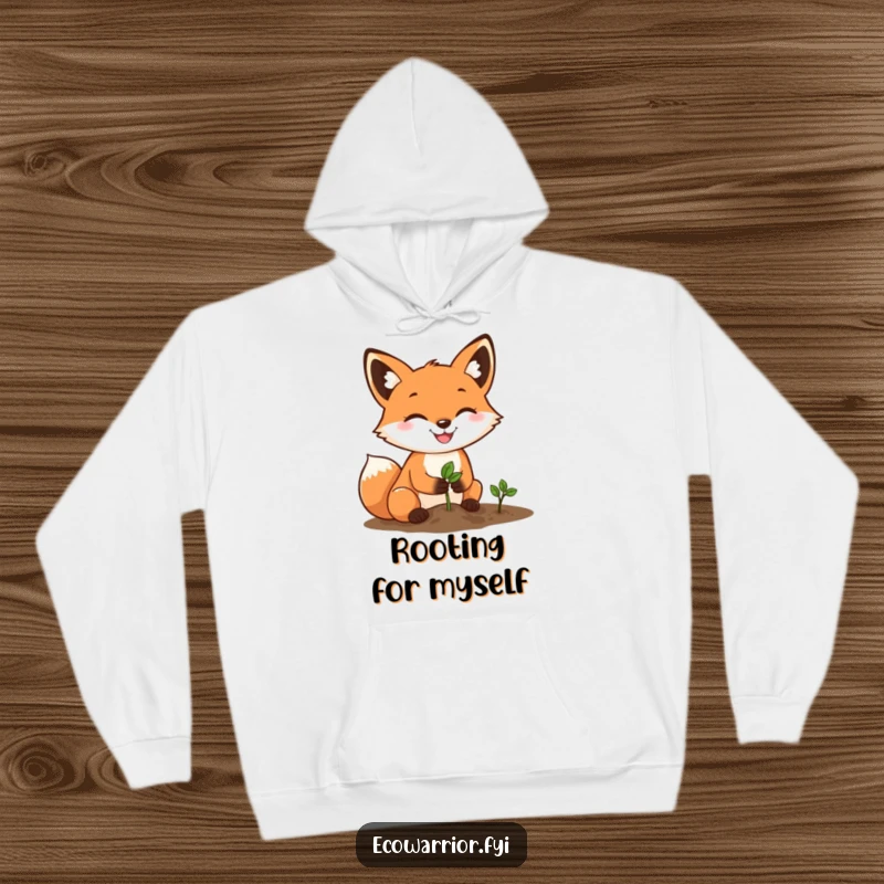 Funny Fox Gardener Hoodie: A determined fox with a happy grin plants a tiny seed, radiating warmth and a can-do attitude.