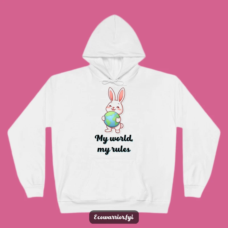 Cozy Funny Joyful Rabbit Globe Hoodie: Wanderlust Design, Great Funny Gift