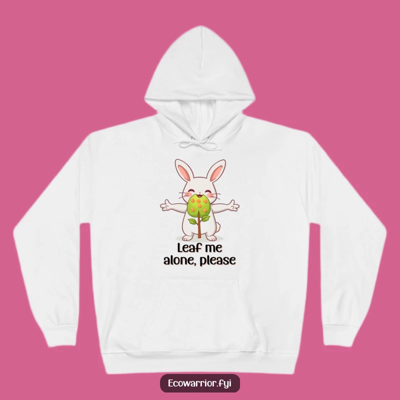 Cozy Funny Rabbit Hugging Sapling Hoodie - Warm Nature Fan Gift