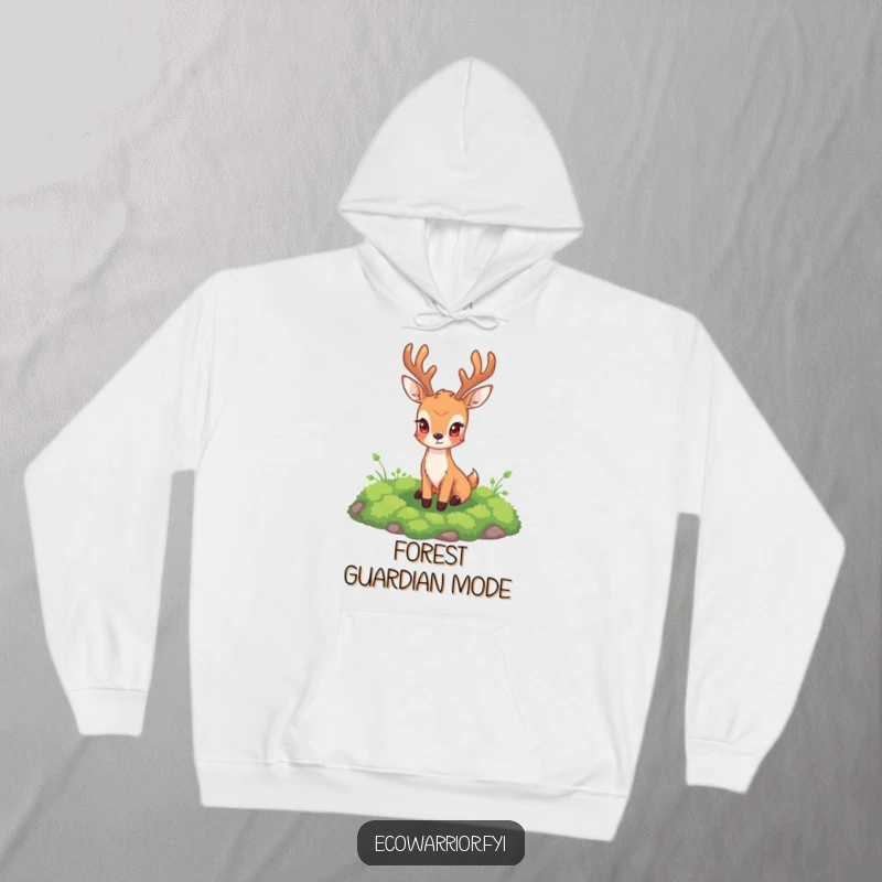 Funny Deer Hoodie depicting a noble deer standing watchfully over a lush patch of moss, symbolizing dependable comfort.