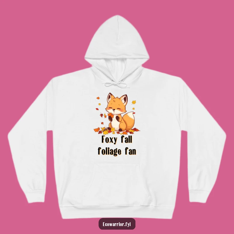 Funny Fox Cozy Hoodie - Warm Autumn Leaf Gathering Sweatshirt