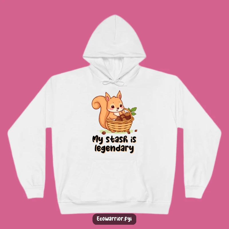 Funny Prepared Squirrel Hoodie: Cozy Comfort with Acorn Collector, Hilarious Gift for Planners