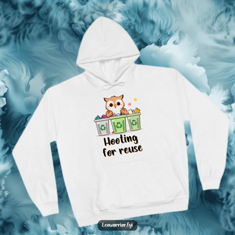 Funny Proud Owl Recycling Hoodie: A cozy hoodie with a proud owl sorting recyclables with precision, great for cool days.
