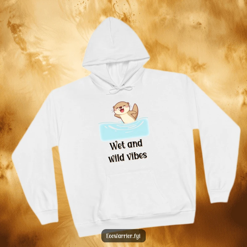Funny hoodie with a joyful otter diving into clean water, offering warmth and a humorous representation of uninhibited delight, a great gift.