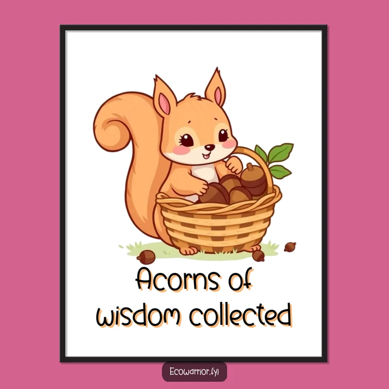 Funny Free Printable Wall Art: Playful Squirrel Acorns Downloadable Art for Cozy Decor