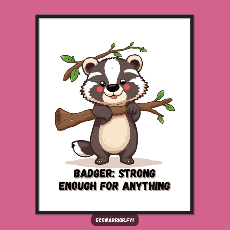 Funny Free Printable Badger Wall Art: Strength & Resilience, Downloadable Decor!