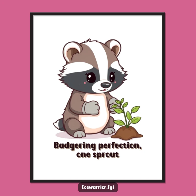 Funny Free Printable Wall Art: Determined Badger Gardener, Downloadable Cozy Home Decor