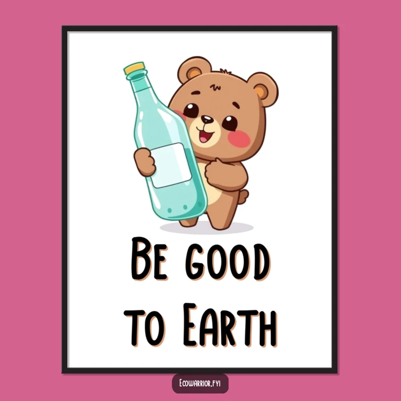 Free Printable Wall Art: Funny Bear Recycler Thumbs-Up Eco-Friendly Downloadable Decor