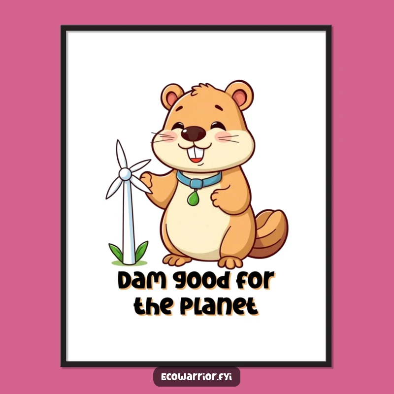 Funny Free Printable Wall Art: Beaver's Clean Energy Power - Downloadable Art!