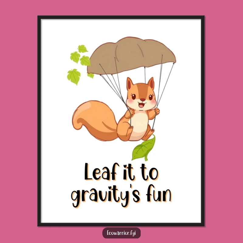 Free Printable Wall Art: Brave Squirrel Parachutist Downloadable Adventure Art