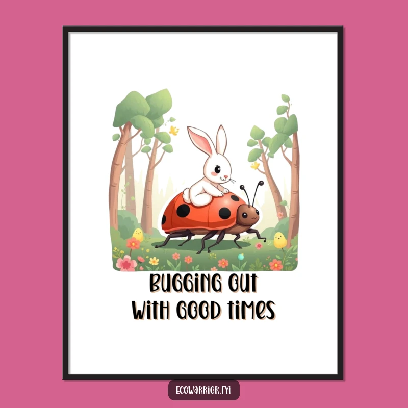 Free Printable Wall Art: Rabbit Ladybug Forest Adventure Downloadable Decor