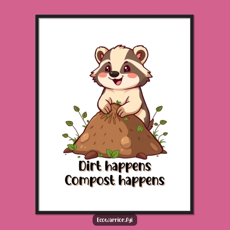 Funny Downloadable Wall Art: Energetic Badger Composting - Free Printable Decor!